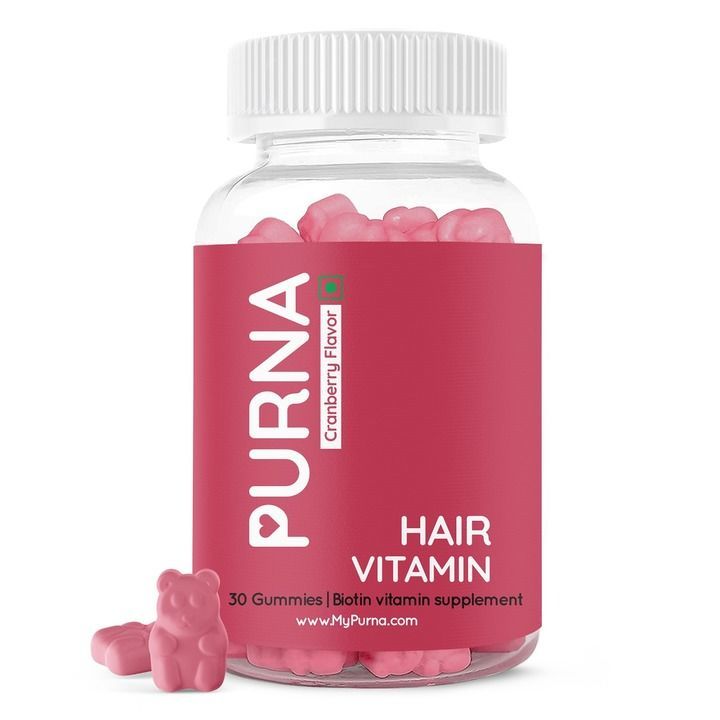 Purna Gummies Flowing Hair Vitamin Cranberry Biotin Gummies for Adults & Kids, 30 Day Pack uploaded by Nector Foods Private Limited on 5/11/2021