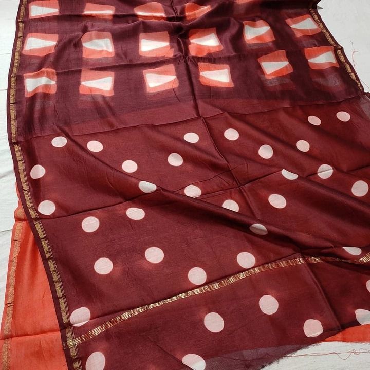 Ajrak pirent chanderi handlloom saree available now uploaded by business on 5/11/2021