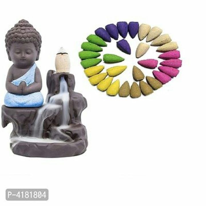 Meditating Monk Suvasane Buddha Smoke Back Flow Cone Decorative Incense Holder (7 cm x 7 cm x 12, Bl uploaded by Rupali Shop on 5/12/2021