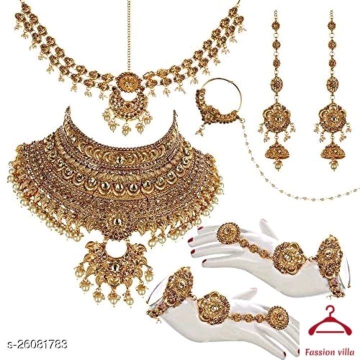 Checkout this hot & latest Jewellery Set
 Gold Plated Wedding Jewellery American Diamond Set Combo  uploaded by business on 5/12/2021
