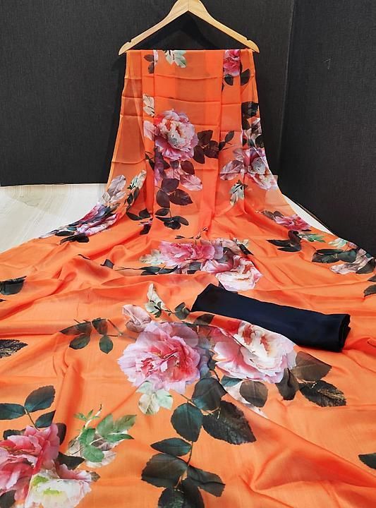 Pure soft china chiffon saree with digital print  uploaded by business on 8/3/2020