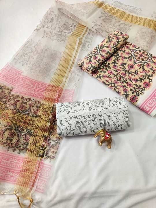 *Beautiful collection in organza dupattaa Suits🌻*

Hand block printed 💯% cotton suits with organza uploaded by business on 5/13/2021