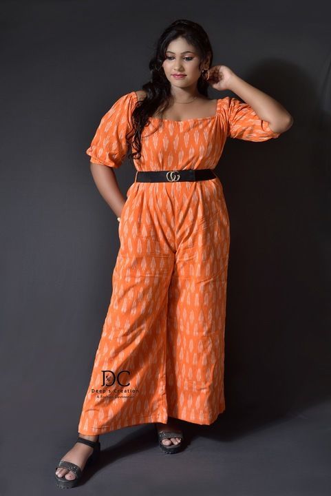 Product image with price: Rs. 2650, ID: orange-jumpsuit-d8b50de3