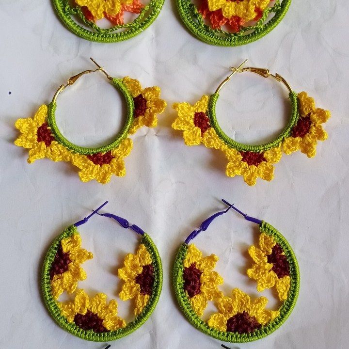 Sunflower hoop earrings  uploaded by Hoichoi creation on 5/14/2021