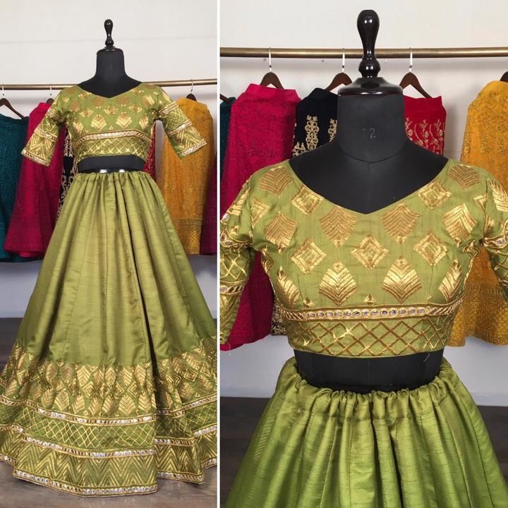 Post image *🌷Lehenga Choli🌷*

Go For The Sophisticated Look With This Stunning Mehndi Green Coloured Lehenga Choli. Beautified With Amazing Embroidery Work Within The Attire Adds A Sign Of Elegance Statement With Your Look. 
Women Can Buy This Lehenga Choli To Wear For Their Functions, Festivals, Wedding Functions Or Engagement Ceremonies And Occasions.



*Lehenga (Semi-Stitched)*
Fabric : Slub Silk
Work : Embroidery Work
Waist : Support Up To 42
Length : 42
Stitching : Stitched With Canvas
Inner : Micro Cotton 
Flair : 3.07 mtr

*Blouse (Unstitched)*
Fabric : Slub Silk
Color : Matching
Work : Embroidery.
Length : *1 Meter Unstitched*

*Dupatta*
Fabric : Soft Net
Color : Pink
Work : Sequins Lace Border
length : 2.3 mtr