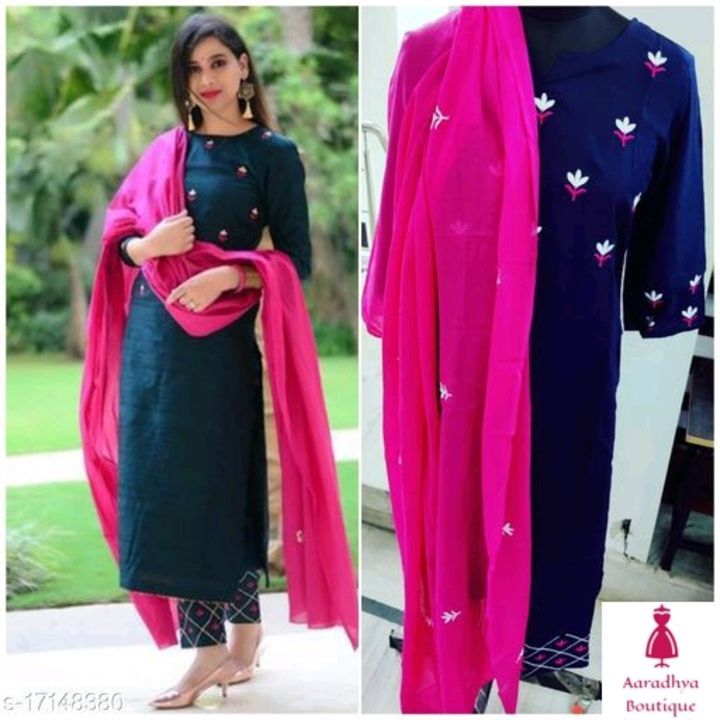 Navy Blue Rayon Kurta and Bottom uploaded by Aaradhya Boutique on 5/14/2021