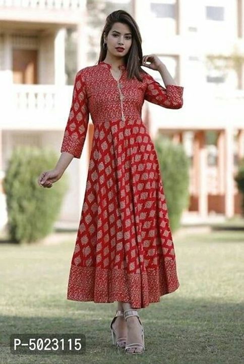 Fancy Printed Rayon and cotton A-Line womens kurtas uploaded by business on 5/14/2021