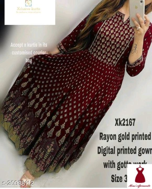 Wow rayon material  gown uploaded by Mims Garments  on 5/15/2021