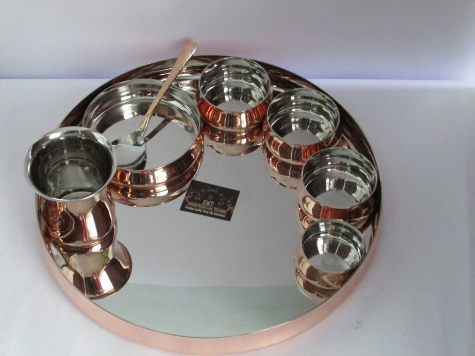 Post image Its a lure copper steel thali set having 8 piece in it ..