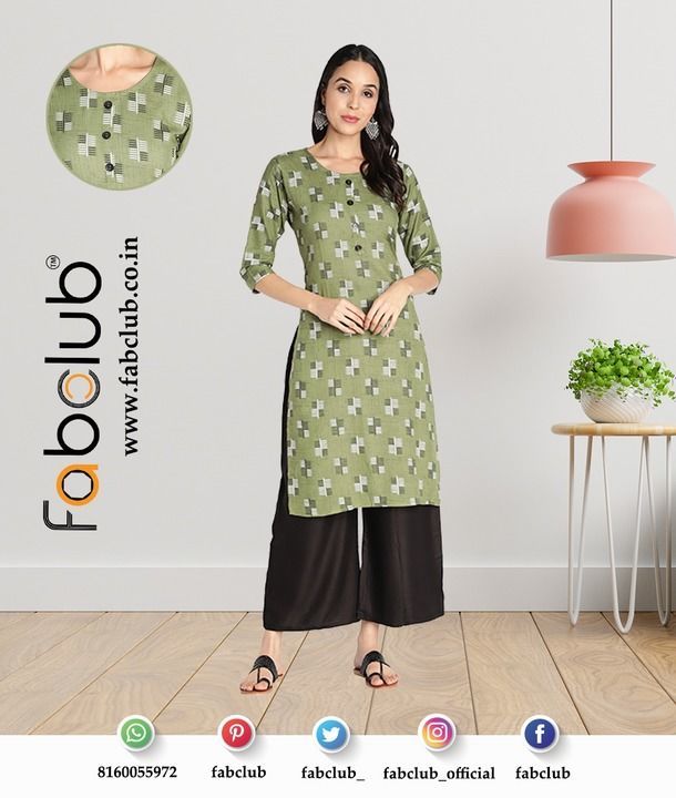 Fabclub Rayon Printed Straight Kurti For Women uploaded by Fab Creation on 5/15/2021