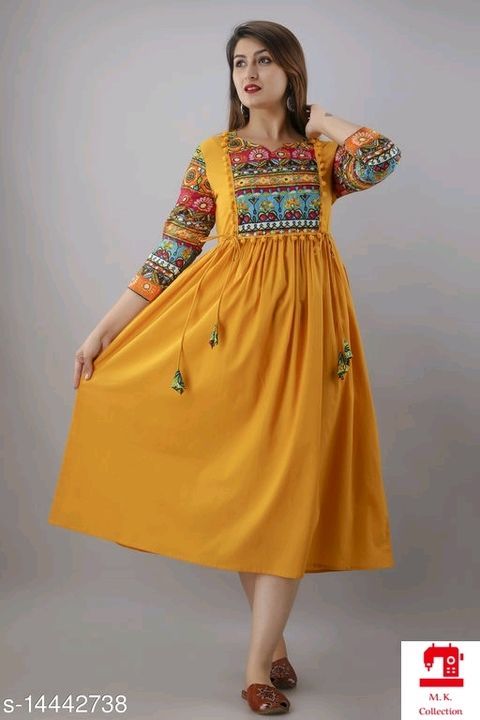 A - lin Cotton Mustered Kurti uploaded by M. K. Collection on 5/15/2021