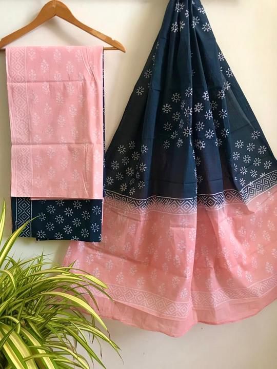 Cotton Handblock printed suits uploaded by Pooja handicrafts on 5/15/2021