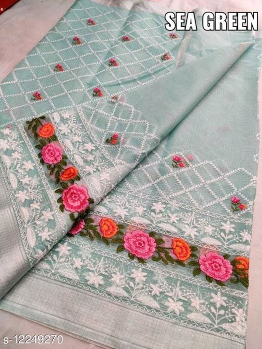 Saree Kota Doria WITH cotton Blouse💐oñly for whoaleseller🌹Moq5/Cod Available he uploaded by ALLIBABA MART on 5/16/2021
