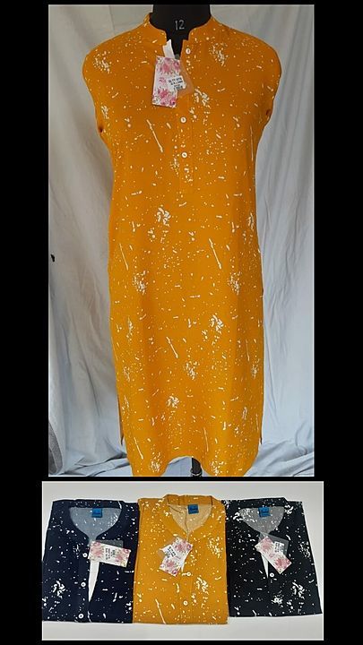 Qlty- 979 ,Rayon ladies kurti having 3 sizes X.L/42,XXL/44,3CL/46 uploaded by Shree radhey handicraft on 8/4/2020