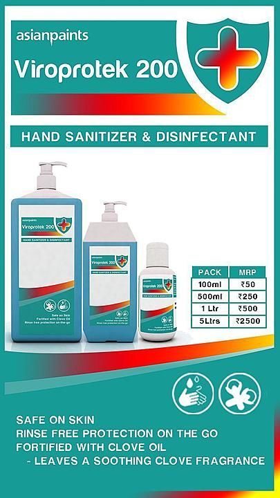 Asian paints viroprotek 200 hand sanitizers  uploaded by business on 8/4/2020