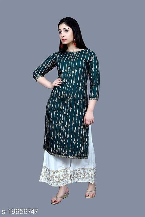 Women's long kurti with palazzo uploaded by business on 5/17/2021