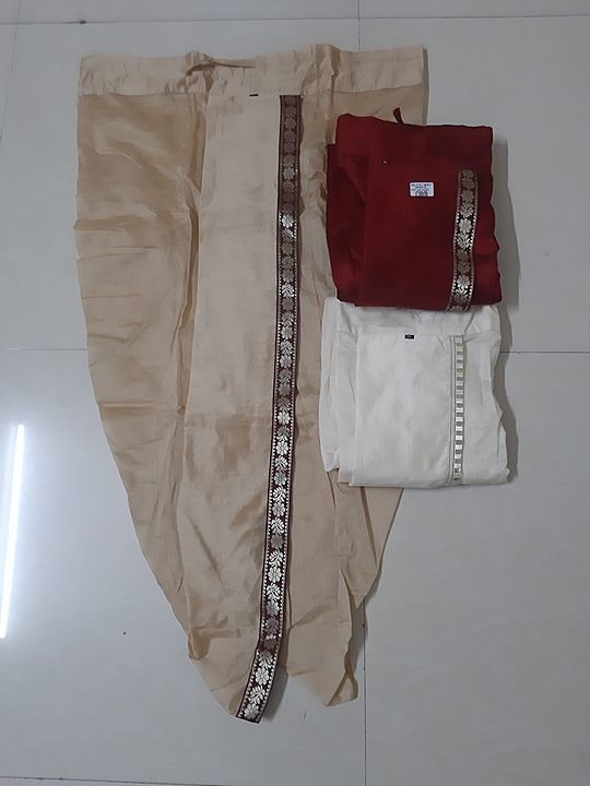 Silky gents dhoti 2 size large , x.large,even kids dhoti is also available uploaded by business on 8/4/2020