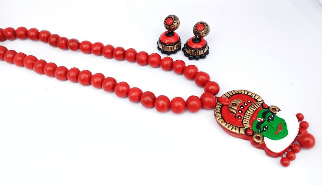 Red Terracotta Kadhakali necklace uploaded by business on 5/18/2021