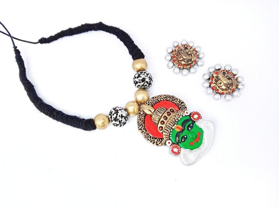 Terracotta Kadhakali pendant necklace uploaded by Aakritis terracotta jewellery on 5/18/2021