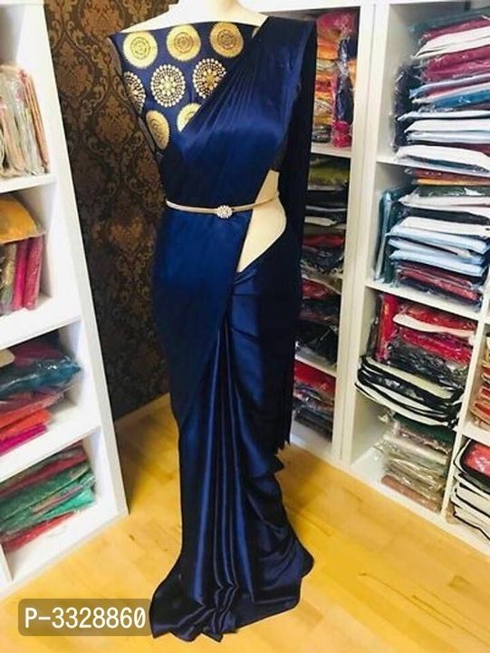 Satin saree with blouse uploaded by business on 5/18/2021
