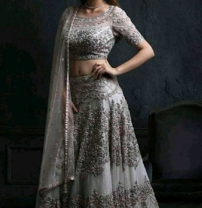 Partywear Designer embroidered Net with Silk Lehenga uploaded by Ladiesfashion2024 on 5/18/2021