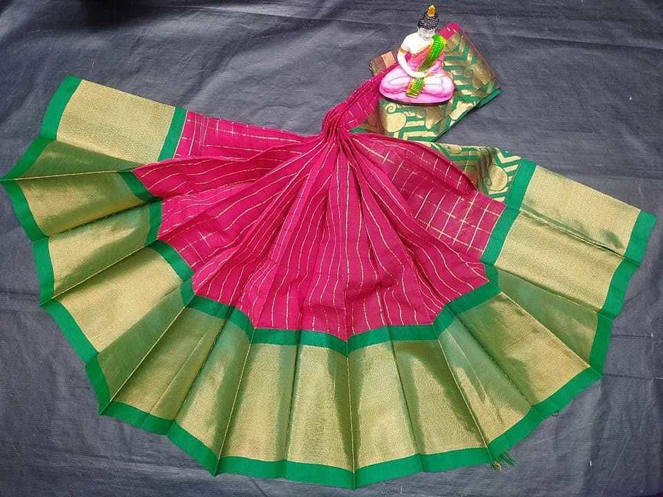 👆🌹👆🌹 chanderi kuppadam mothi checks sarees👆🌹👆🌹with blouse plian uploaded by Uppada manufactuing sarees on 8/5/2020