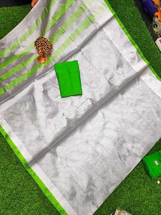 💥💥💥*Beautiful cotton tissue collection

🌿🌿.silver Tissue with green  border ..... uploaded by Uppada manufactuing sarees on 8/5/2020