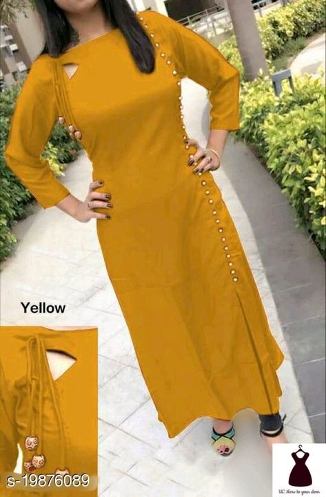 Women Rayon High- Slit Solid Mustard Kurti uploaded by UC move to your door on 5/18/2021