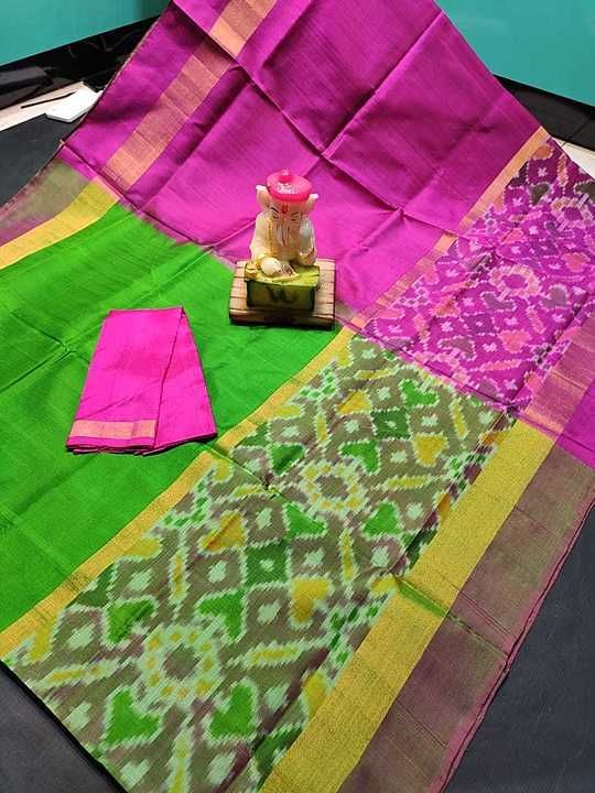 🌹uppada pattu  pochampalli big border sarees 
 🌹Good quality 💐👌
 Fabric: uppada pattu/pattu uploaded by Uppada manufactuing sarees on 8/5/2020