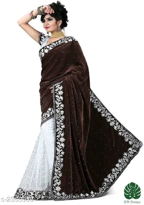 Stylish velvet women's saree uploaded by RM Boutique on 5/19/2021