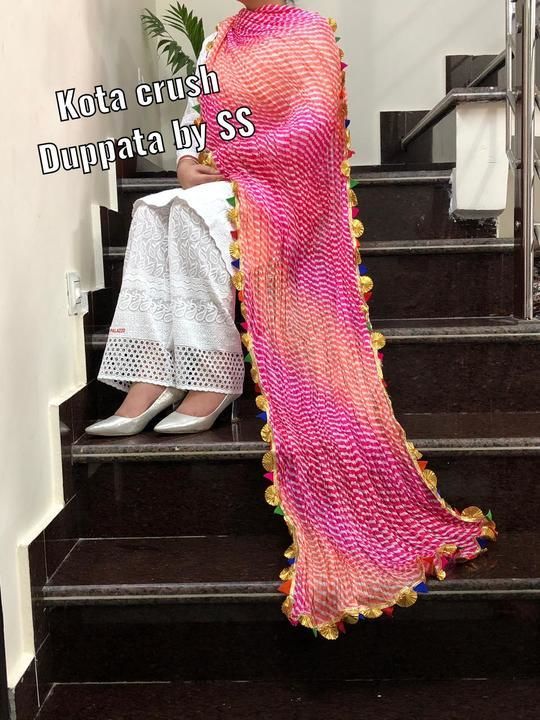Beautiful lehria kota fabric suit with dupatta uploaded by business on 5/19/2021