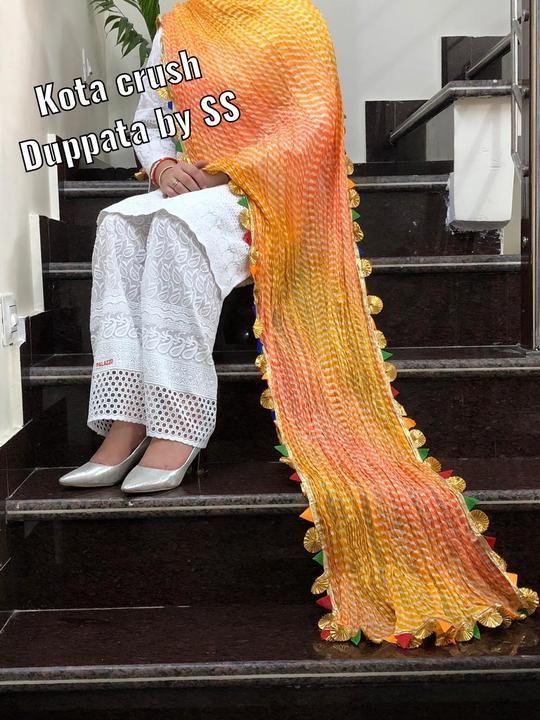 Beautiful lehria kota fabric suit with dupatta uploaded by Online shopping 🛍️🛒 on 5/19/2021