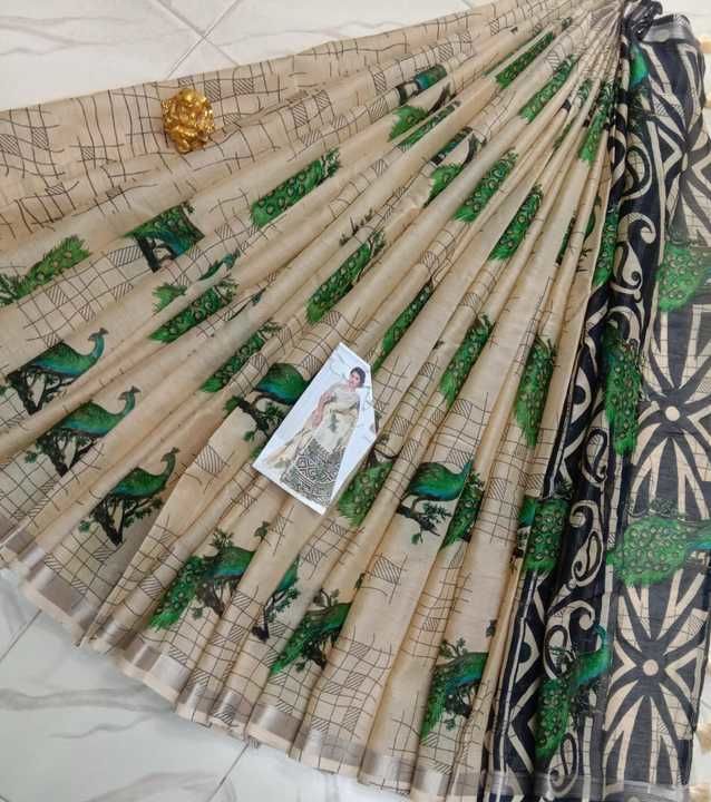 Post image Kalamkari print tusser sarees.
6+mts saree running design blouse. 
770rs+$ ch