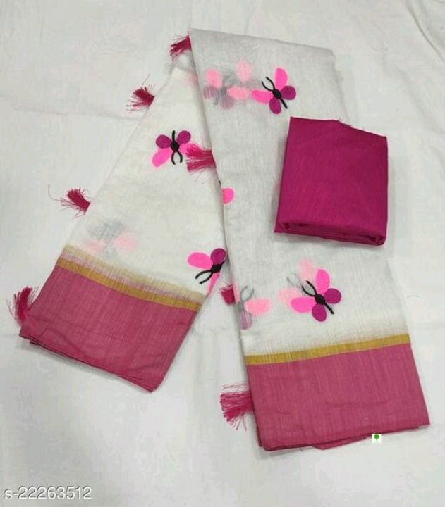 Post image Catalog Name:*Trendy Fashionable Sarees*
Saree Fabric: Cotton Linen
Blouse: Separate Blouse Piece
Blouse Fabric: Cotton Slub
Blouse Pattern: Solid
Multipack: Pack of 2
Sizes: 
Free Size (Saree Length Size: 5.3 m, Blouse Length Size: 0.8 m)