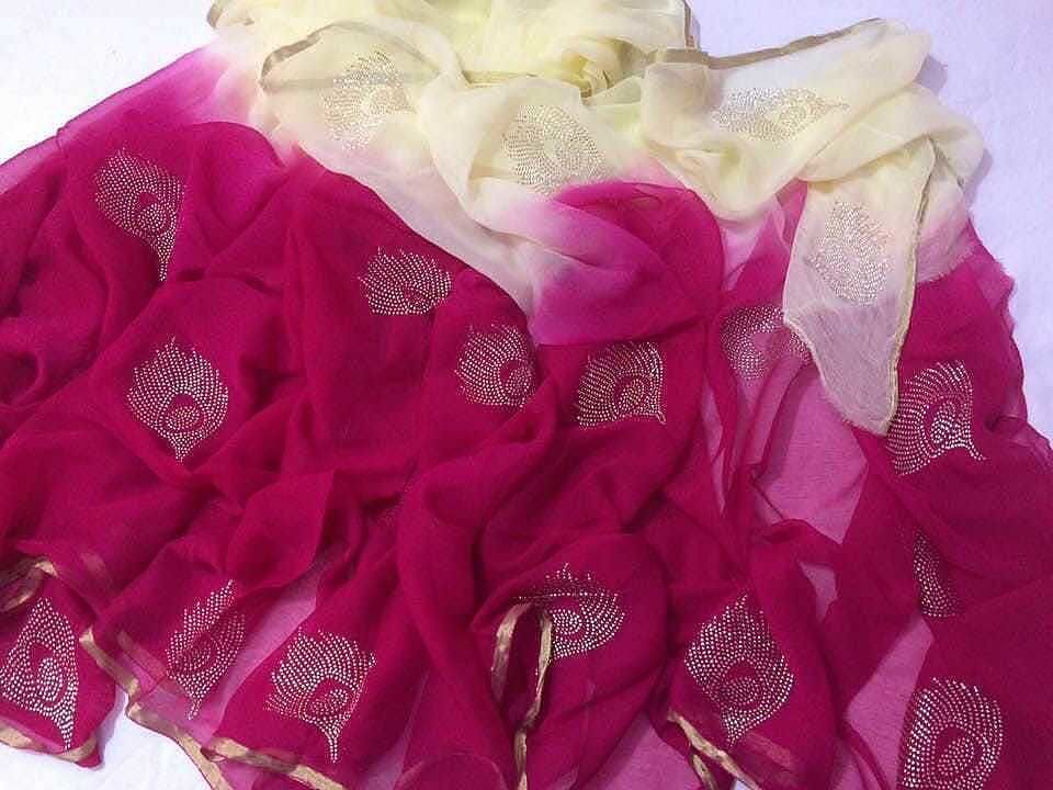 Pure jari ciffon saree 
With banarsi gorgett blouse 
Pankh design in panwari work 
With blouse saree uploaded by V.p ladies dresses on 8/5/2020
