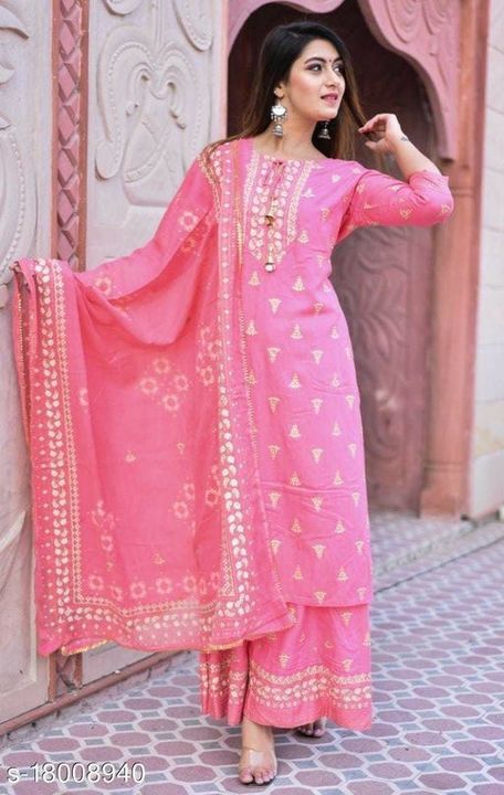 -rayon straight long kurti with palazzo and dupatta uploaded by Deep boutique on 5/20/2021