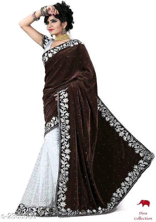 Product image of Half-Half velvet saree, price: Rs. 420, ID: half-half-velvet-saree-174620ae