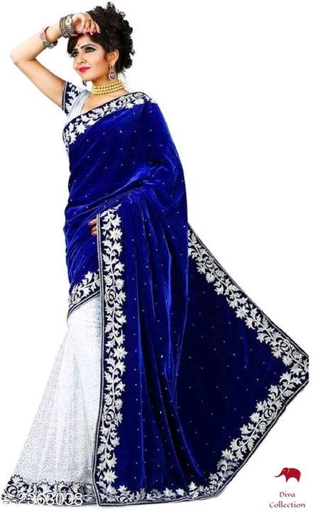 Product image of Half-Half velvet saree, price: Rs. 420, ID: half-half-velvet-saree-5cfb4acf