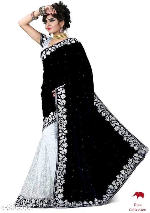 Product image of Half-Half velvet saree, price: Rs. 420, ID: half-half-velvet-saree-fc3e4335