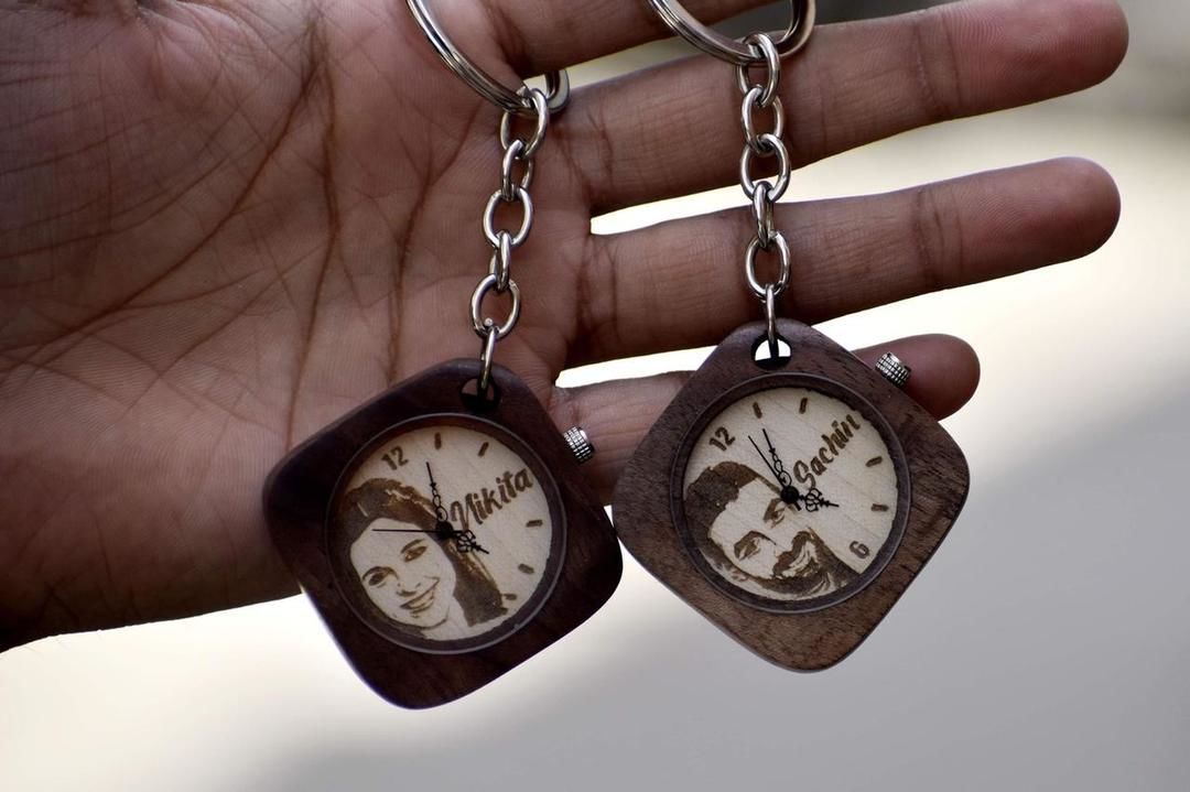Handcrafted Wooden key chain with photo uploaded by R D Handicrafts on 5/21/2021