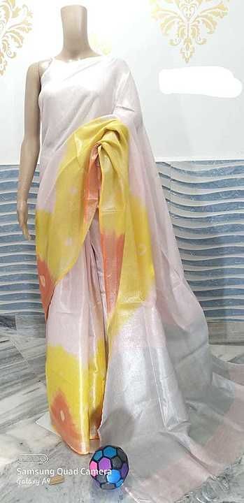Tussue linen saree uploaded by business on 8/6/2020