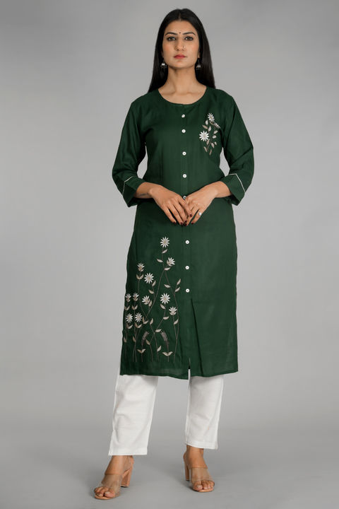 Green Kurti with white Pant uploaded by business on 5/23/2021