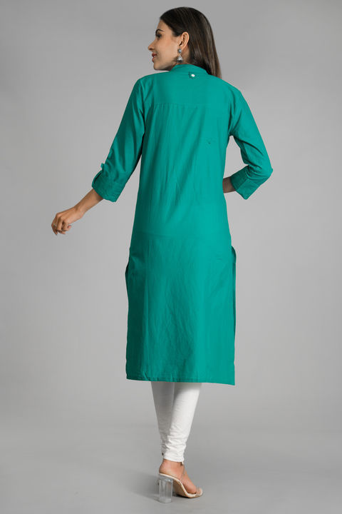 Turquoise Solid Straight Kurta uploaded by business on 5/23/2021