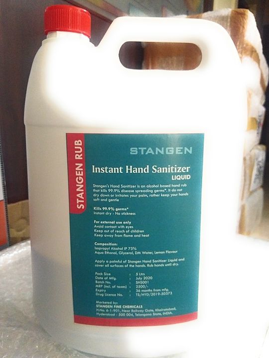 5 litre IPA sanitizer pharma/Lab grade.  uploaded by business on 8/6/2020