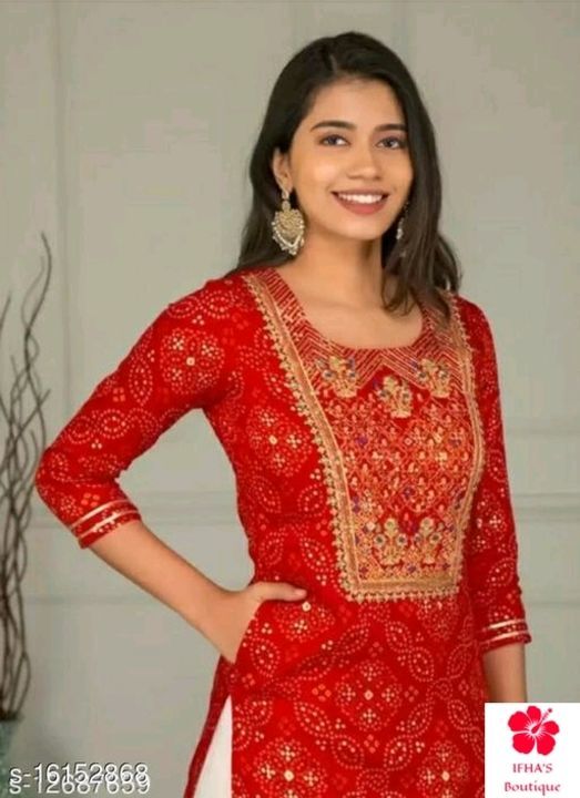 Red color kurti with palazo uploaded by business on 5/23/2021