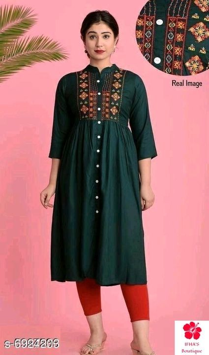 Embroidered rayon kurti uploaded by business on 5/23/2021