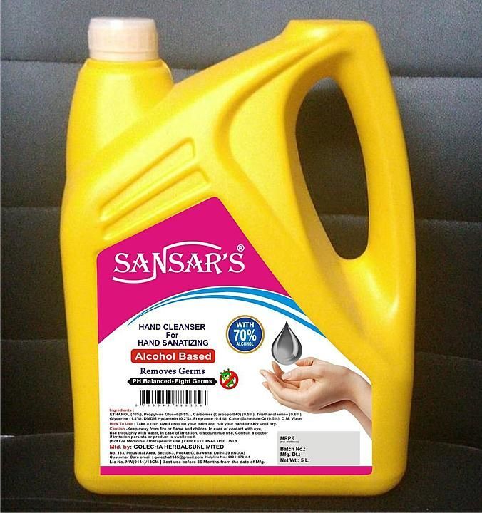 5L can of sanitizers. Minimum order qty is 50cans uploaded by 3Sam International on 5/23/2020