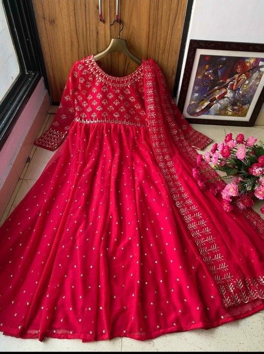 Anarkali embroidered suit with dupatta uploaded by Parul Jha on 5/24/2021