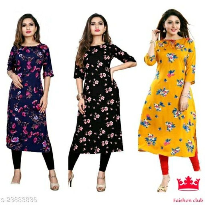 Printed Kurtis pack of 3 uploaded by Faishon fiesta on 5/24/2021