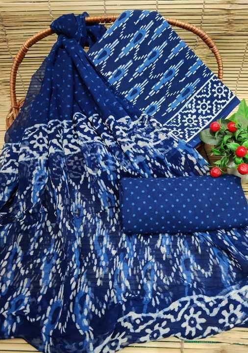 Block Print Suit Material with Chiffon Dupatta uploaded by business on 5/24/2021